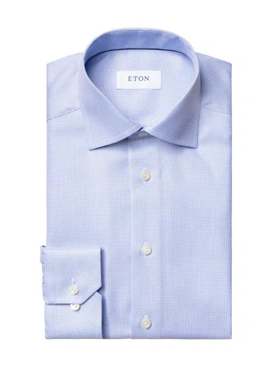 Eton Contemporary Fit Micro Houndstooth Cotton Dobby Dress Shsirt In Blue