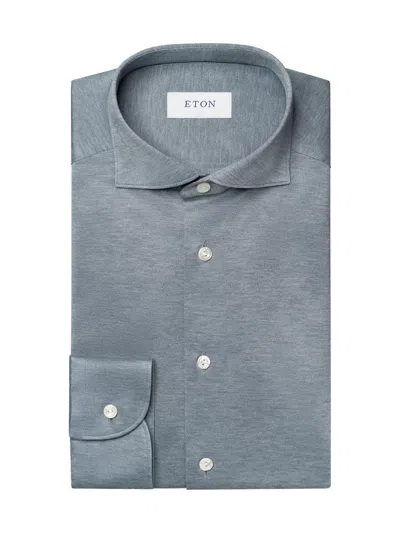 Eton Men's Contemporary-fit Knit Jaquard Shirt In Gray