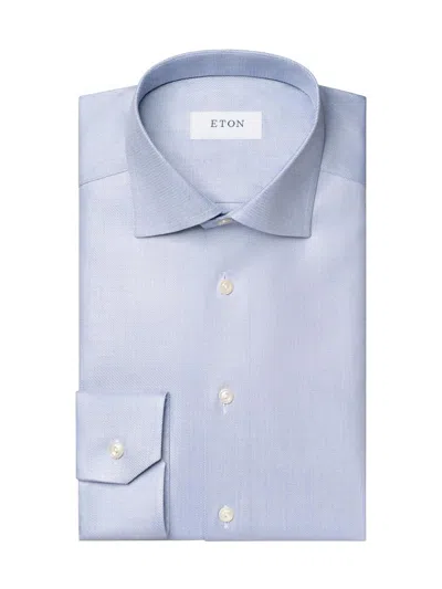 Eton Men's Contemporary-fit Mélange Solid Cotton-lyocell Shirt In Blue