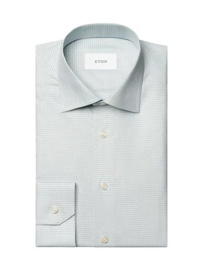 Eton Men's Contemporary-fit Neat Check Button-front Shirt In Green