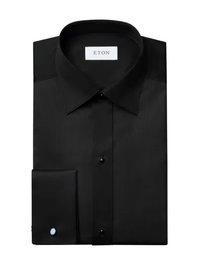 Eton Men's Contemporary-fit Plissé Bib Formal Shirt In Black