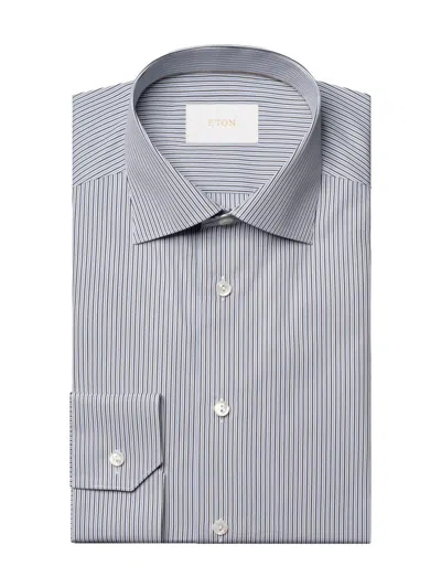 Eton Men's Contemporary-fit Striped Cotton Poplin Shirt In Blue