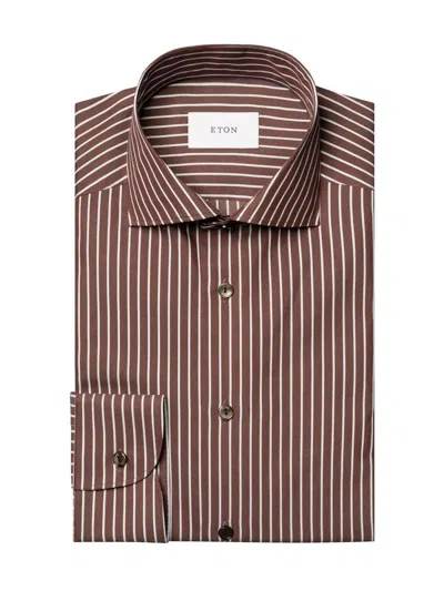 Eton Men's Contemporary-fit Striped Cotton-silk Shirt In Red