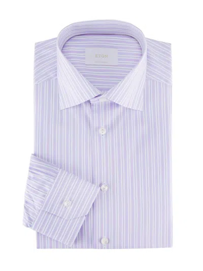 Eton Men's Contemporary-fit Striped Elevated Cotton Shirt In Blue