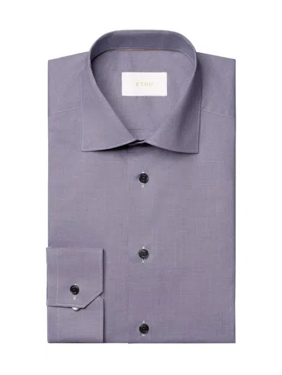 Eton Men's Contemporary-fit Textured Cotton Piqué Shirt In Purple