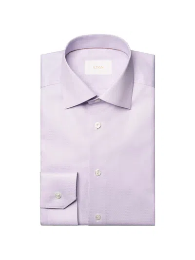 Eton Men's Contemporary-fit Textured Solid Elevated Shirt In Purple