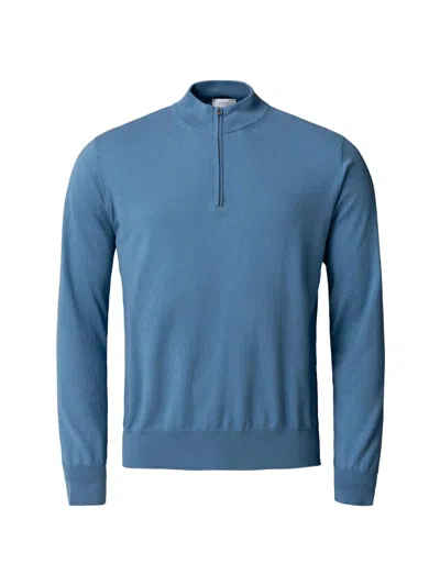 Eton Men's Cotton-cashmere Fine Weave Quarter-zip Sweater In Blue