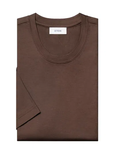 Eton Men's Cotton-silk Crewneck T-shirt In Brown