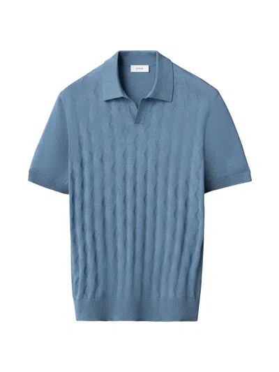 Eton Men's Cotton-silk Knit Polo Sweater In Blue