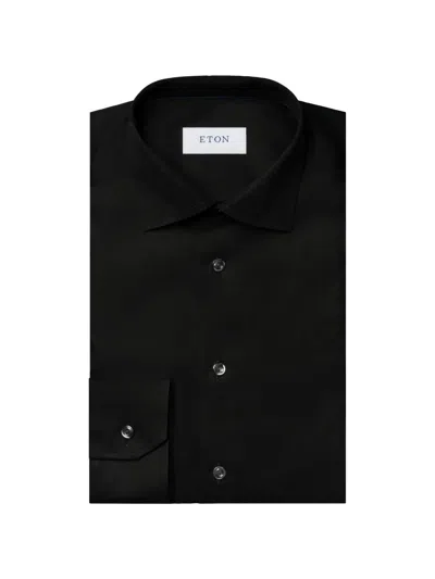 Eton Contemporary Fit Signature Twill Dress Shirt In Black