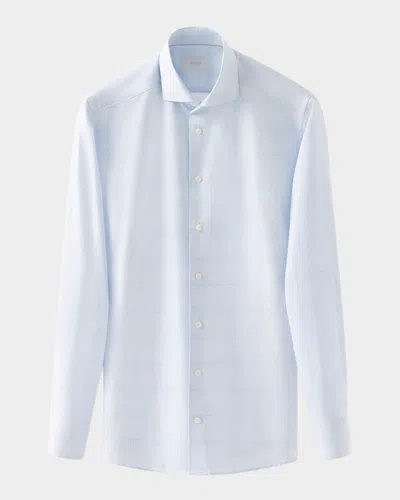 Eton Men's Elevated Cotton-linen Check Slim-fit Dress Shirt In Light Blue