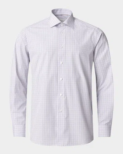Eton Men's Elevated Grid Check Supima 120 Contemporary-fit Dress Shirt In Purple