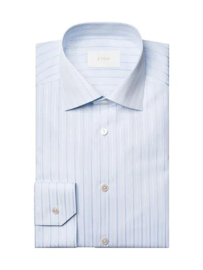 Eton Men's Elevated Striped Cotton Contemporary-fit Shirt In Blue