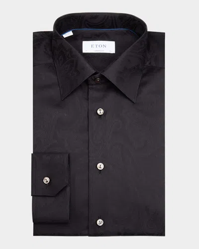 Eton Men's Evening Floral Jacquard Contemporary-fit Dress Shirt In Black