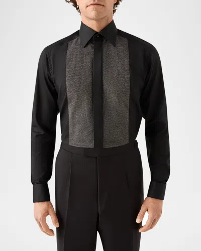 Eton Men's Evening Jacquard Bib Slim-fit Dress Shirt In Black