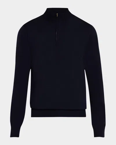 Eton Men's Fine Knit Quarter-zip Sweater In Navy Blue