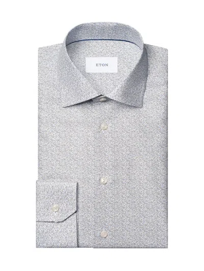 Eton Men's Floral Contemporary-fit Twill Shirt In Gray