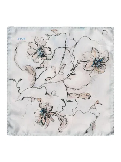 Eton Men's Floral Silk Pocket Square In Blue