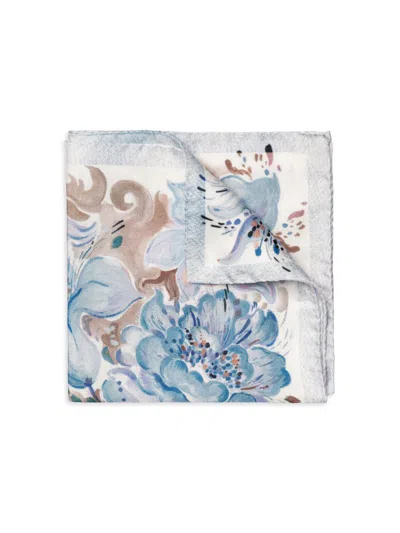 Eton Men's Floral Silk Pocket Square In Blue