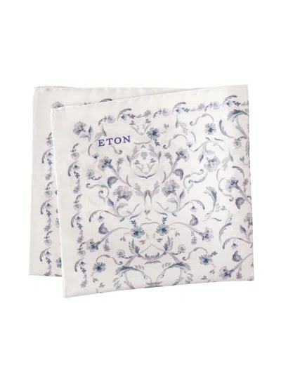 Eton Men's Floral Silk Pocket Square In White