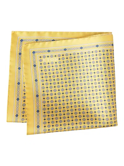 Eton Men's Floral Silk Twill Pocket Square In Yellow