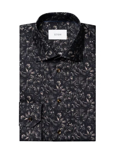 Eton Men's Floral Slim-fit Cotton Twill Shirt In Brown