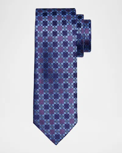 Eton Men's Floral Woven Silk Tie In Med Purple