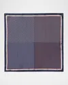 Eton Four Sided Silk Pocket Square In Dk Blue
