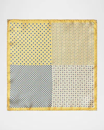 Eton Men's Four-sided Silk Pocket Square In Light Yellow