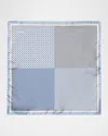 Eton Four Sided Silk Pocket Square In Blue