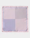 Eton Four Sided Silk Pocket Square In Pink/red