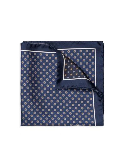 Eton Men's Four-side Silk Pocket Square In Blue