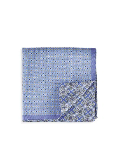 Eton Men's Four-sided Silk Pocket Square In Blue