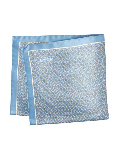 Eton Men's Geometric Print Silk Pocket Square In Gray