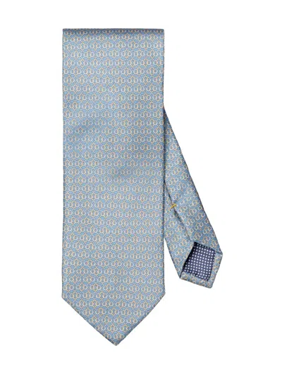 Eton Men's Geometric Print Silk Tie In Blue