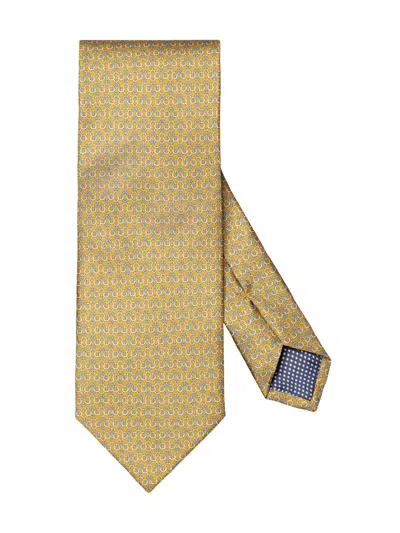 Eton Men's Geometric Print Silk Tie In Yellow