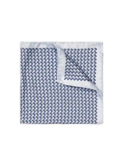 Eton Men's Geometric Silk Pocket Square In Blue