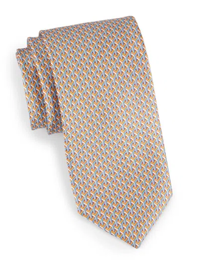 Eton Men's Geometric Silk Tie In Brown