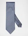 Eton Geometric Woven Silk Classic Tie In Dark Blue