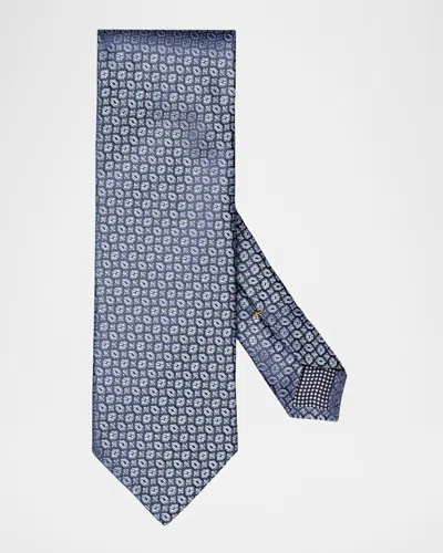 Eton Geometric Woven Silk Classic Tie In Dark Blue