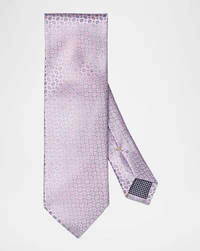Eton Geometric Woven Silk Classic Tie In Medium Pink