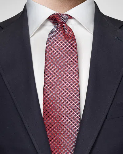 Eton Men's Geometric Woven Silk Tie In Red