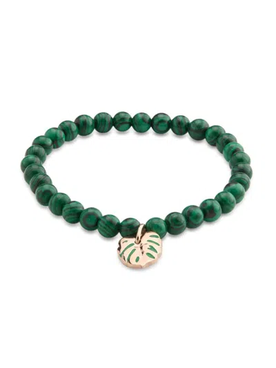 Eton Men's Goldtone Rhodium & Malachite Beads Bracelet In Green