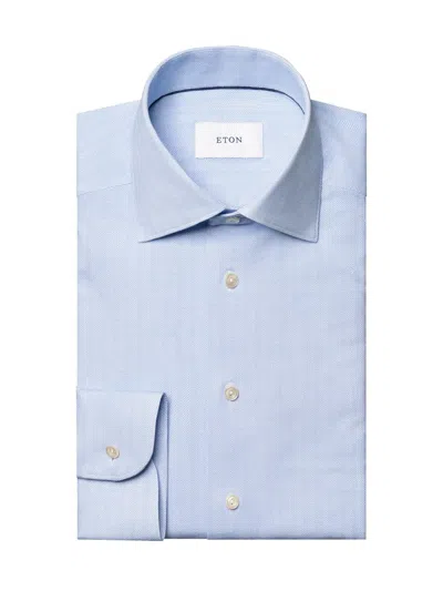 Eton Men's Herringbone Stretch-cotton Slim-fit Shirt In Blue