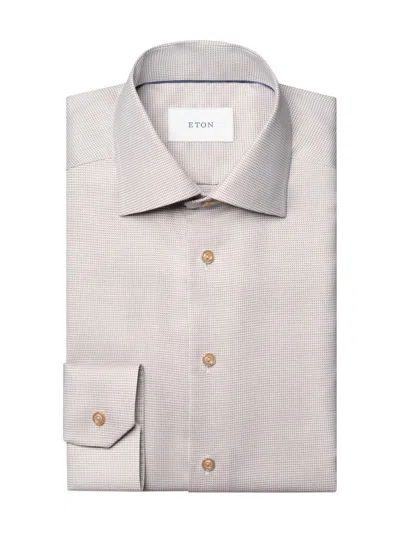 Eton Men's Houndstooth Contemporary-fit Cotton Twill Shirt In Gray