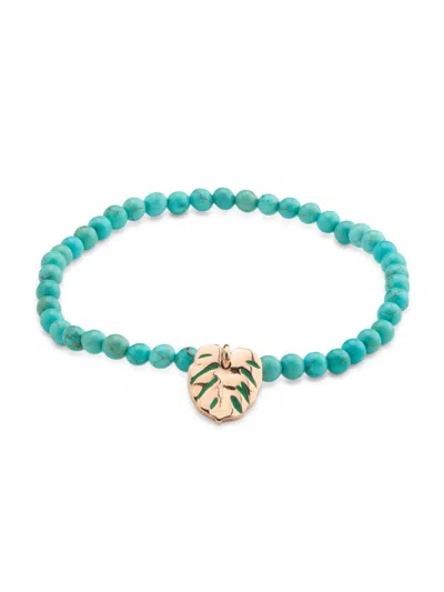 Eton Men's Ip Yellow Goldtone Rhodium & Turquoise Beaded Bracelet In Burgundy