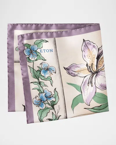 Eton Men's Large Floral Silk Pocket Square