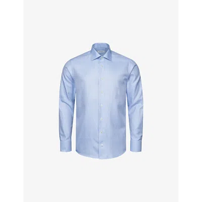 Eton Mens Light Blue Signature Twill Contemporary-fit Cotton Shirt