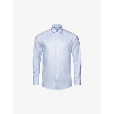 Eton Mens Light Blue Solid Fine-twill Slimorganic-cotton Shirt