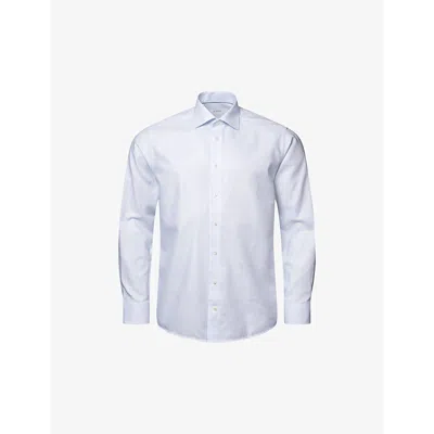 Eton Mens Light Blue Striped Regular-fit Cotton-blend Oxford Shirt